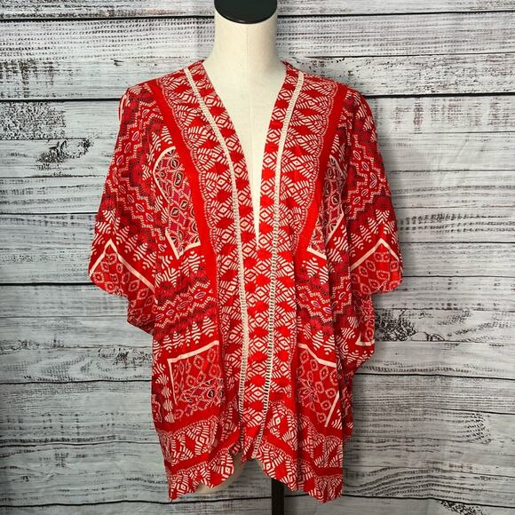 Angie Women's Medium Printed Kimono Cardigan Rayon Wrap Flowy - Picture 1 of 11